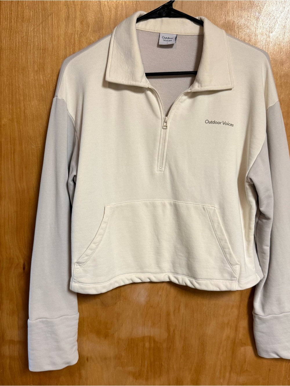 Outdoor Voices Cropped Quarter Zip Lavender and Cream Sweatshirt Small